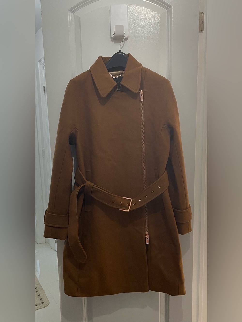 NWT J.Crew Petite Belted Zip Trench Coat in Wool Melton